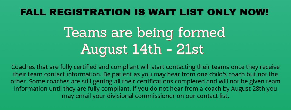 FALL REGISTRATION